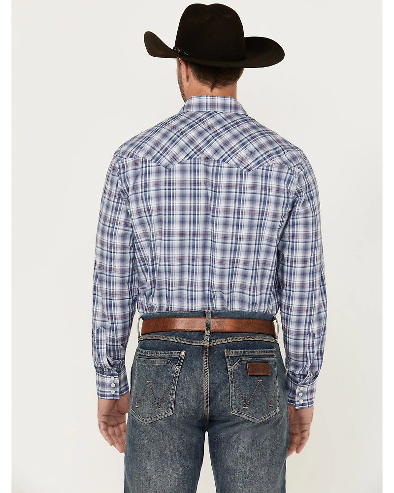 Wrangler Retro Men's Plaid Print Long Sleeve Snap Western Shirt