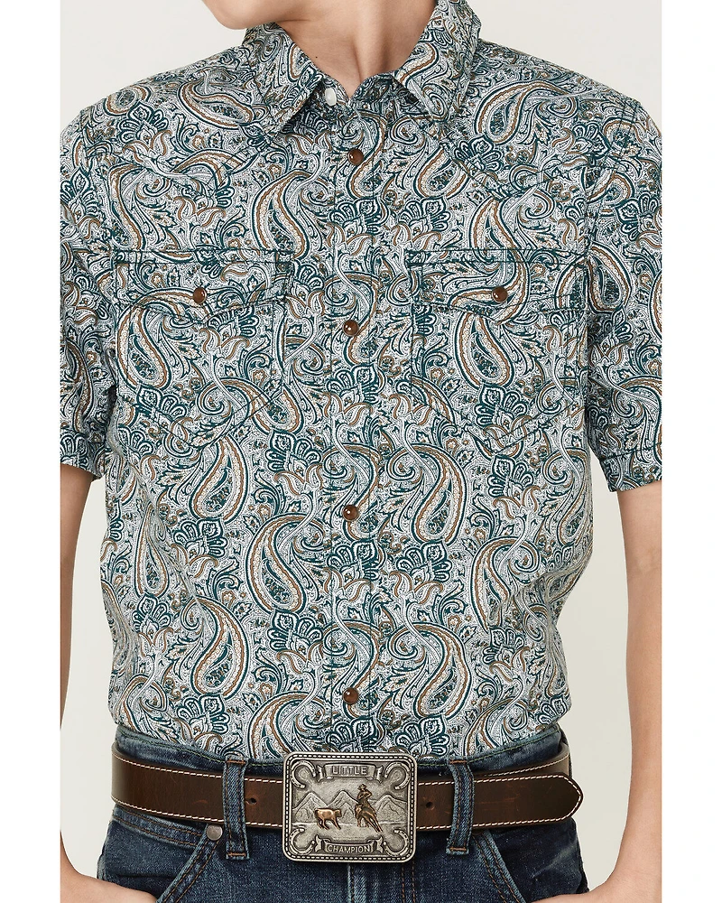 Cody James Boys' Paisley Print Short Sleeve Western Shirt