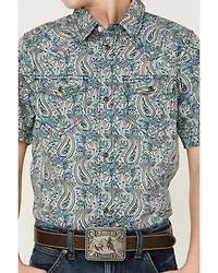Cody James Boys' Paisley Print Short Sleeve Western Shirt
