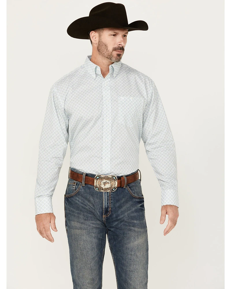 Wrangler Men's Classic Print Long Sleeve Button-Down Western Shirt