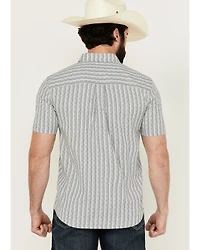 Cody James Men's Falling Diamond Striped Short Sleeve Button-Down Stretch Western Shirt - Tall