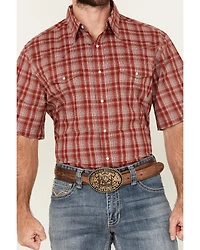 Wrangler Men's Plaid Print Short Sleeve Snap Stretch Western Shirt