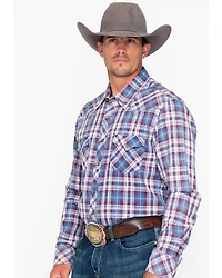 Rock & Roll Denim Men's Double Dye Plaid Print Long Sleeve Western Shirt