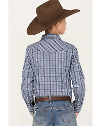 Cody James Boys' Creek Plaid Print Long Sleeve Snap Western Shirt