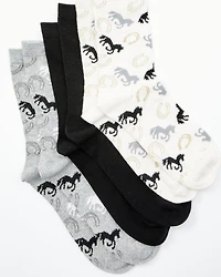 Shyanne Women's Horses & Shoes Crew Socks - 3 Pack