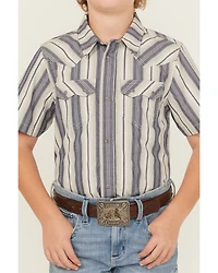 Cody James Boys' Roman Striped Short Sleeve Snap Western Shirt