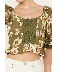 Band of the Free Women's Crochet Floral Print Top