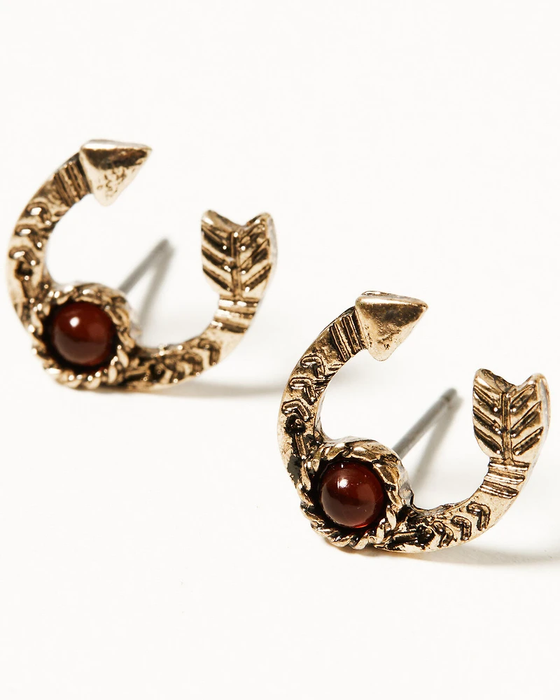 Shyanne Women's Summer Moon Antique Gold Gemstone Earring Set - 5 Piece