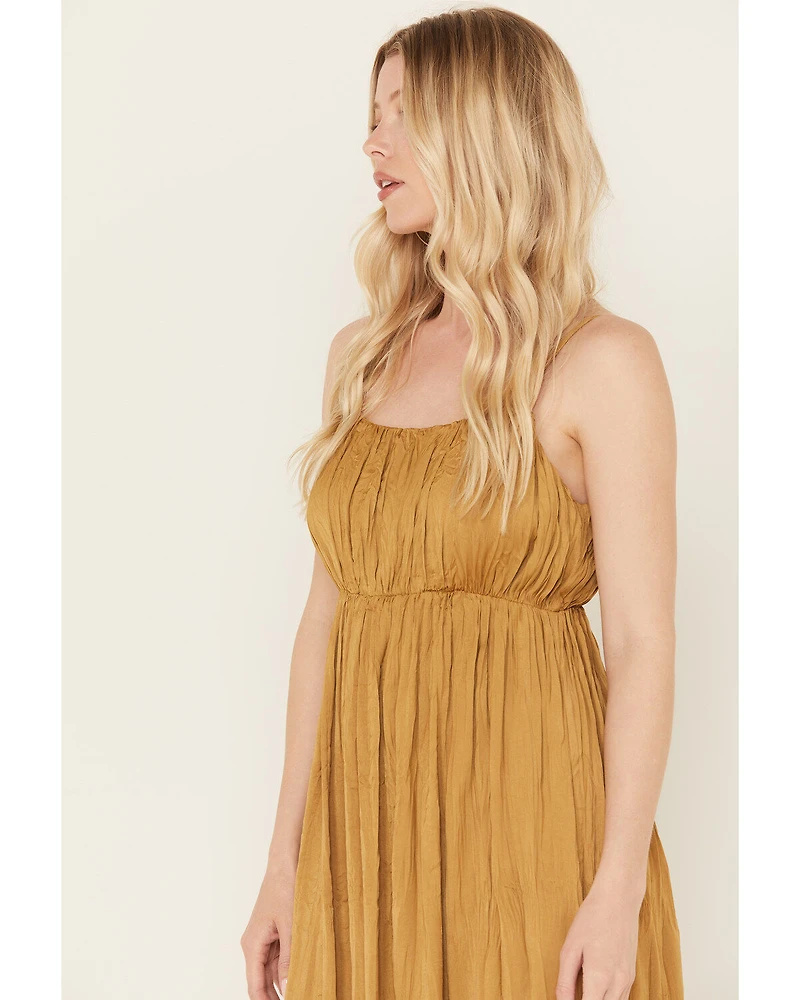 Mystree Women's Satin Ruffle Cami Midi Dress