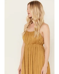 Mystree Women's Satin Ruffle Cami Midi Dress