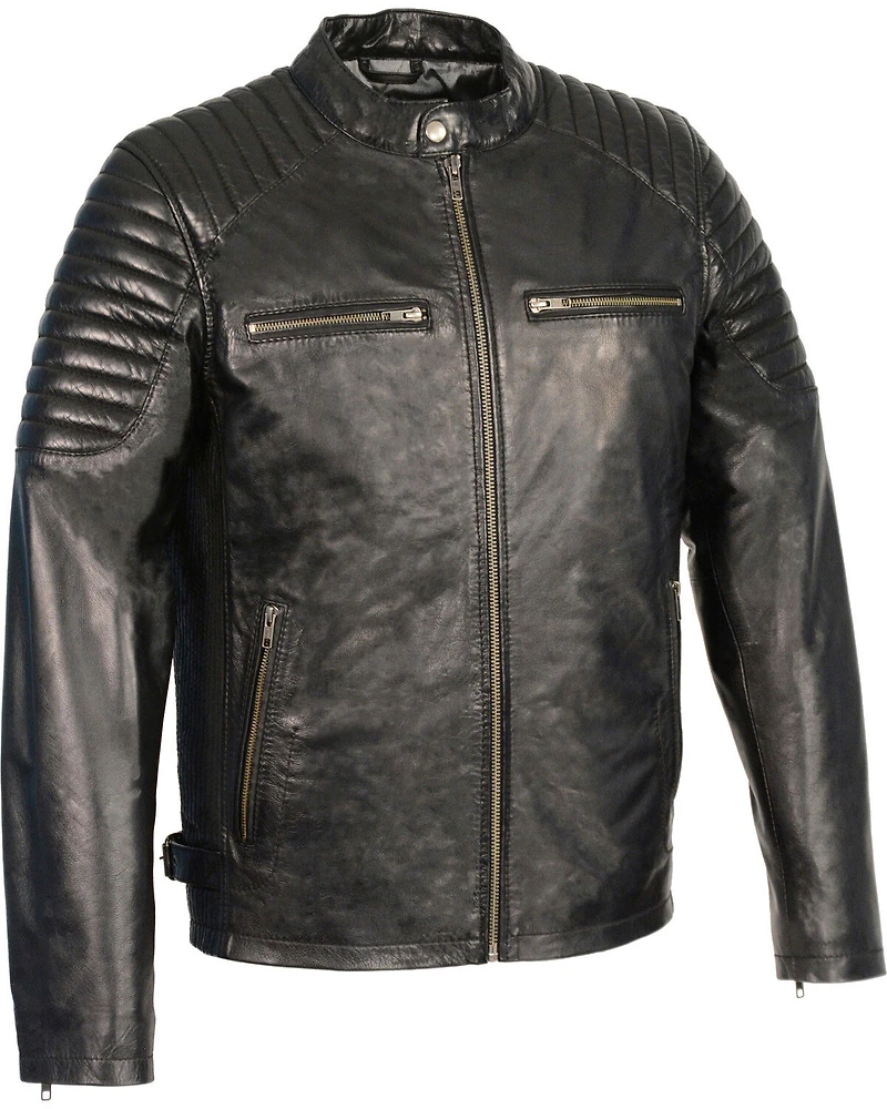Milwaukee Leather Men's Quilted Shoulders Snap Collar Jacket - 3X