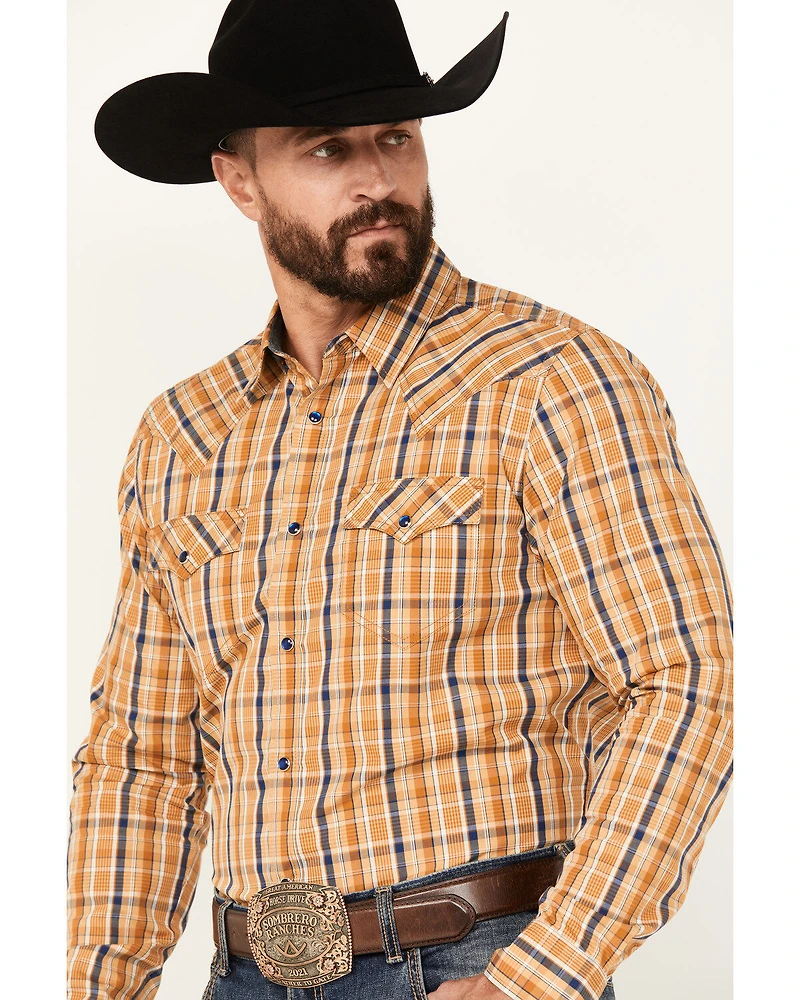 Cody James Men's Railroad Plaid Print Long Sleeve Snap Western Shirt