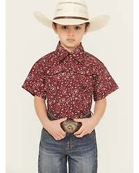Cowboy Hardware Boys' Paisley Print Short Sleeve Snap Stretch Western Shirt