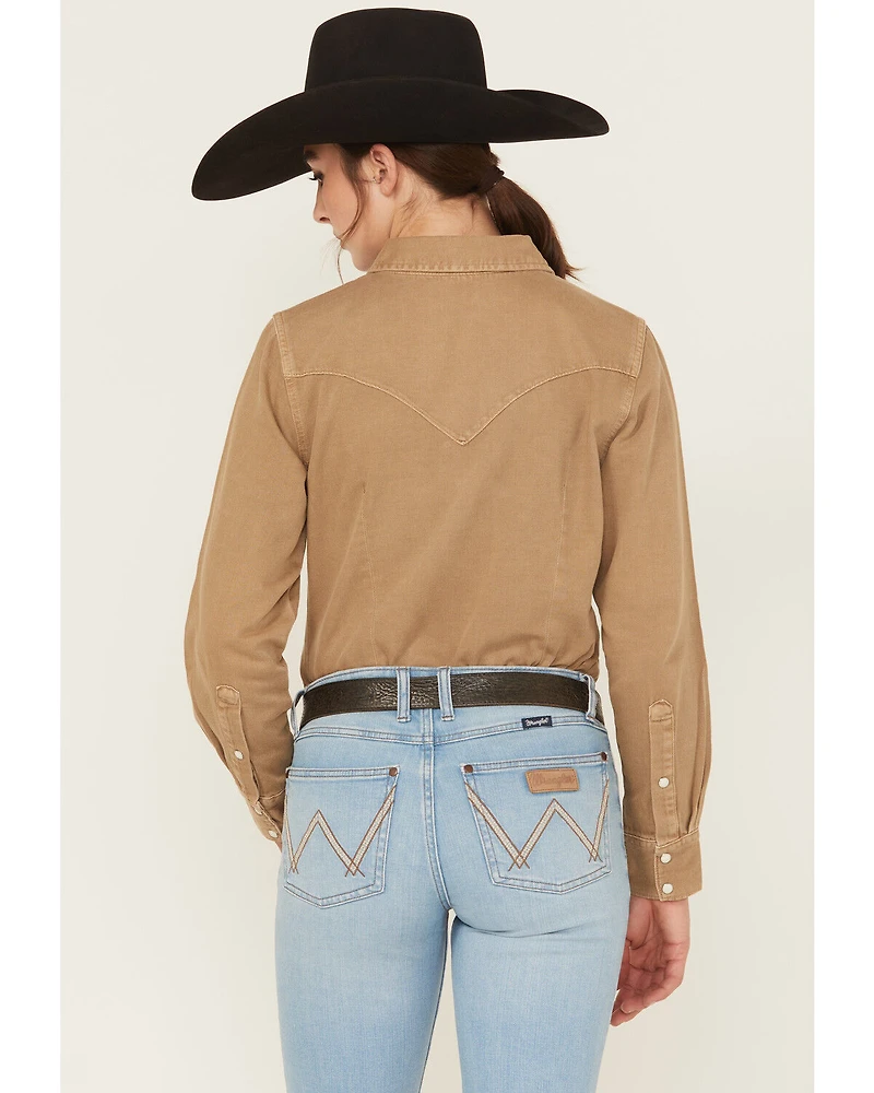 Wrangler Retro Women's Vintage Denim Long Sleeve Snap Western Shirt