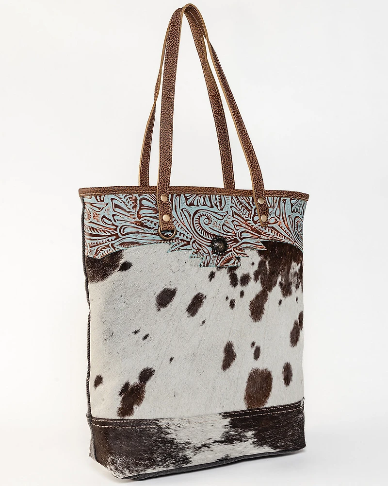 Myra Bag Women's Sooty Specks Canvas & Hair-On Tote