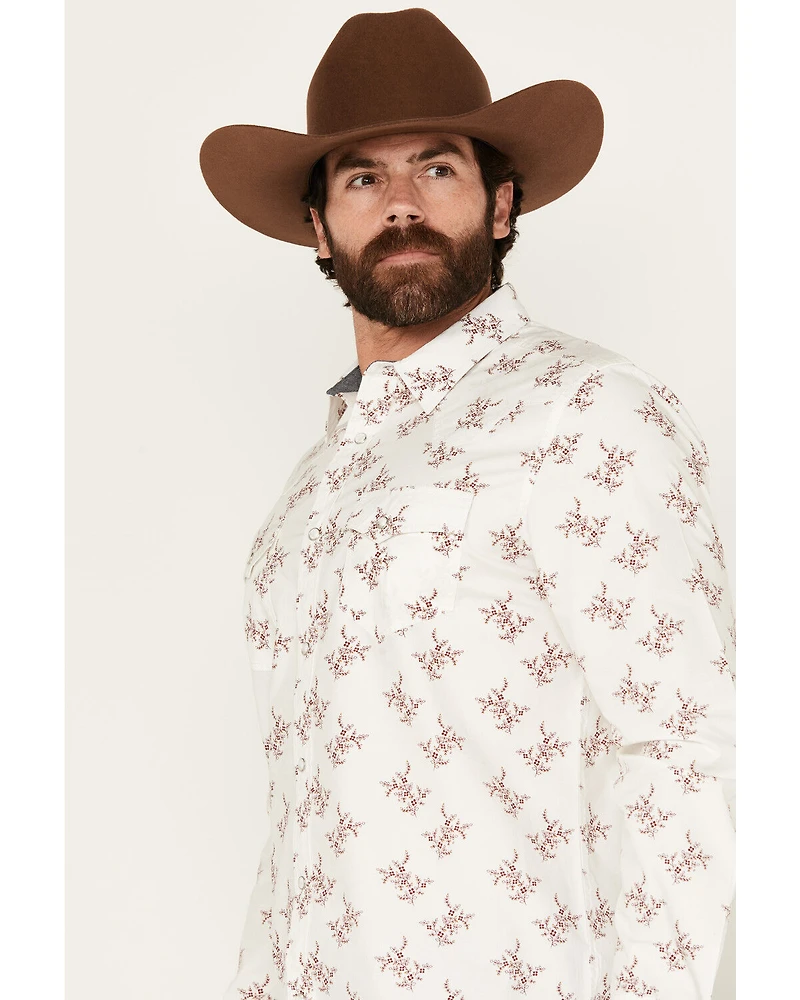 Moonshine Spirit Men's the Light Floral Print Long Sleeve Snap Western Shirt