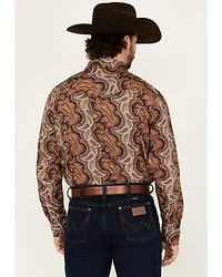 Cody James Men's Dennis Paisley Print Long Sleeve Snap Western Shirt