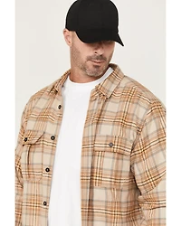 Thorogood Men's Plaid Print Heavyweight Brushed Flannel Long Sleeve Button-Down Shirt