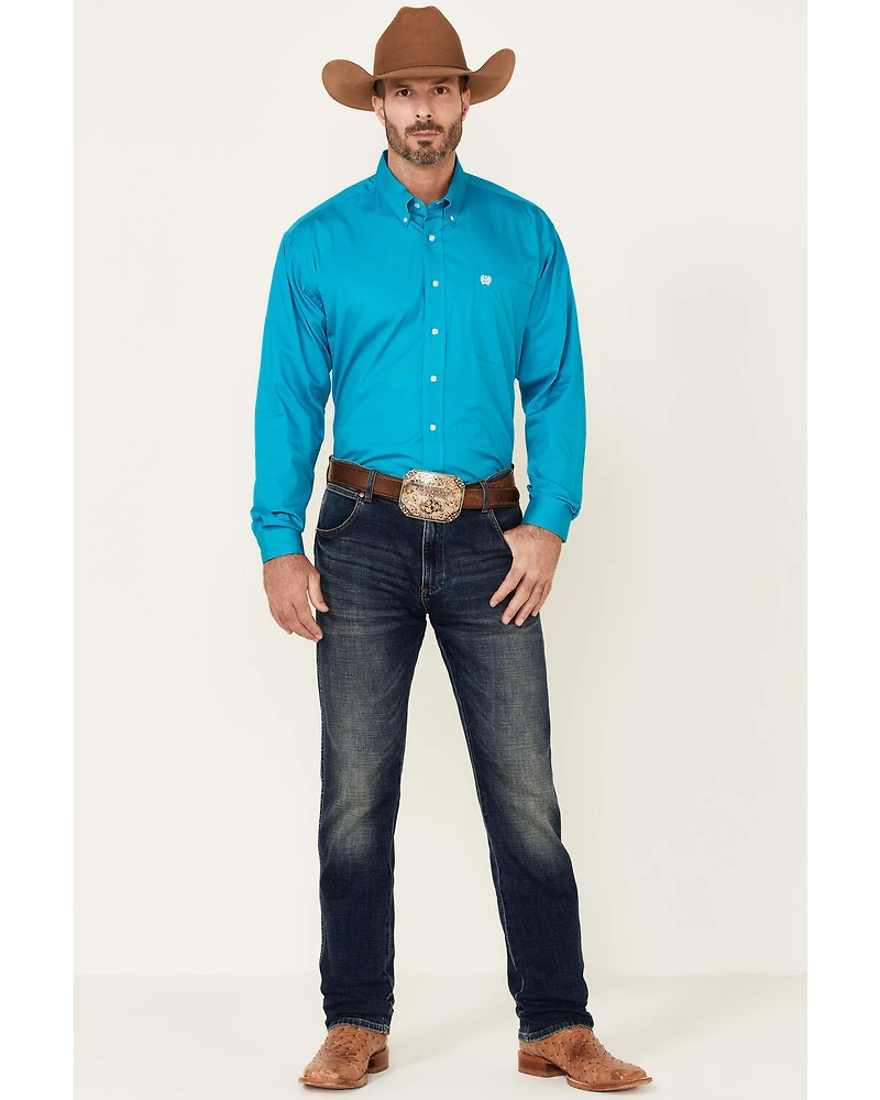 Cinch Men's Solid Long Sleeve Button-Down Western Shirt