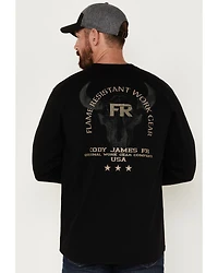 Cody James Men's Bull Skull Logo Graphic Long Sleeve Work T-Shirt