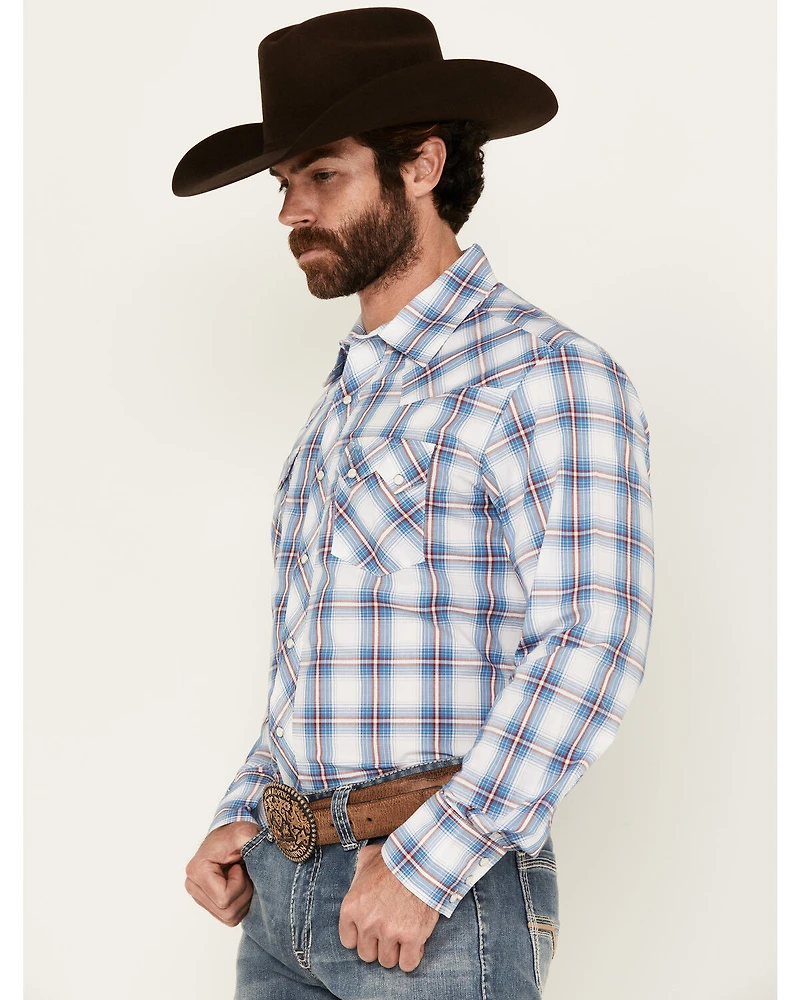 Wrangler Retro Men's Plaid Print Long Sleeve Snap Western Shirt