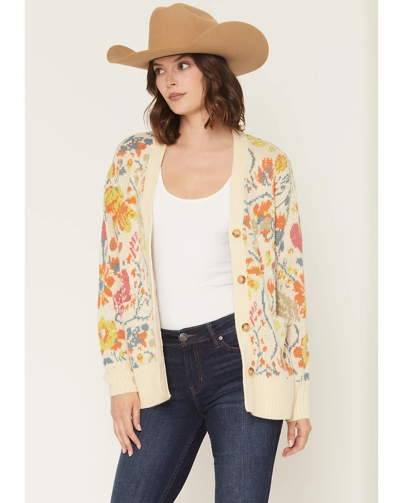 Cleo + Wolf Women's Floral Embroidered Button-Down Sweater