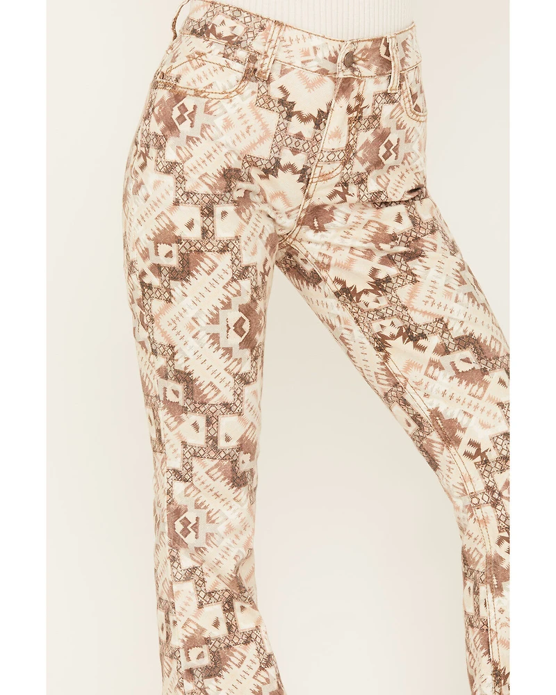Shyanne Women's High Rise Southwestern Print Stretch Flare Jeans