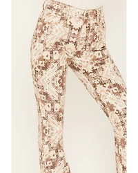 Shyanne Women's High Rise Southwestern Print Stretch Flare Jeans