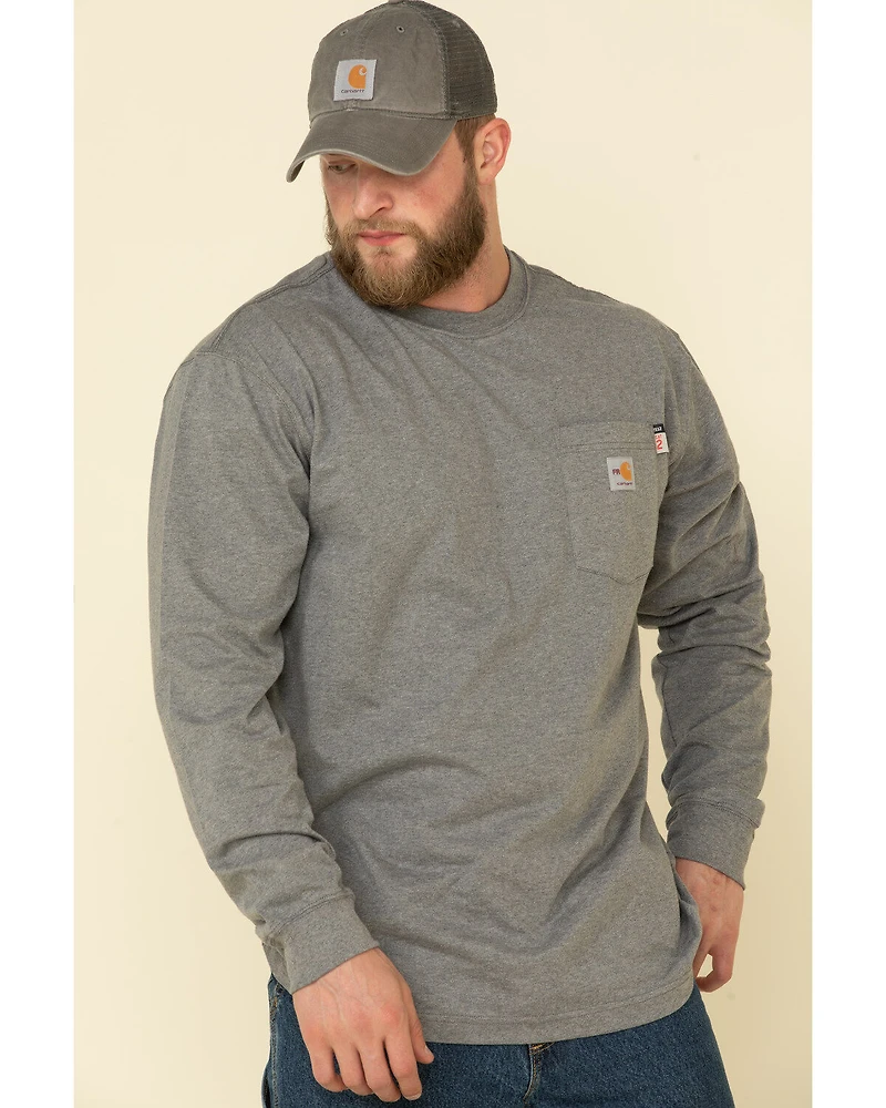 Carhartt Men's FR Midweight Signature Logo Long Sleeve Work Shirt