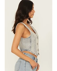 Blue B Women's Rhinestone Button-Down Vest