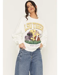 Gameday Women's LSU Tigers Helmet Embroidered Graphic Crewneck