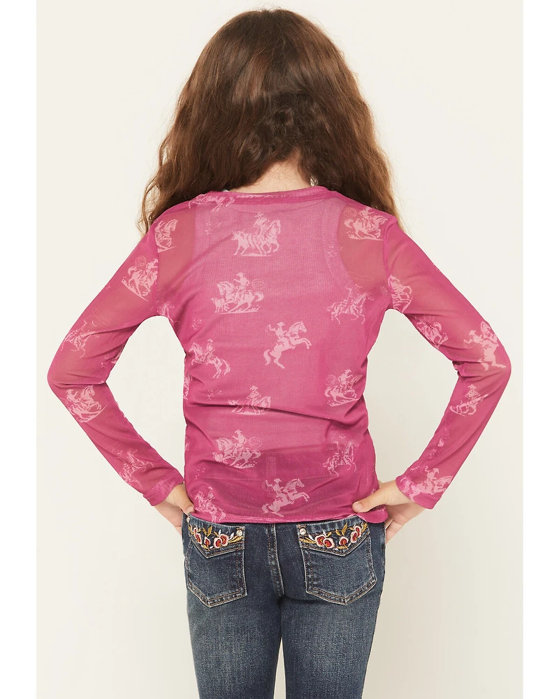 Cowgirl Hardware Girls' Desert Bronc Long Sleeve Mesh Top