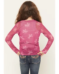 Cowgirl Hardware Girls' Desert Bronc Long Sleeve Mesh Top