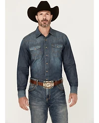 Wrangler Retro Men's Premium Snap Denim Long Sleeve Western Shirt