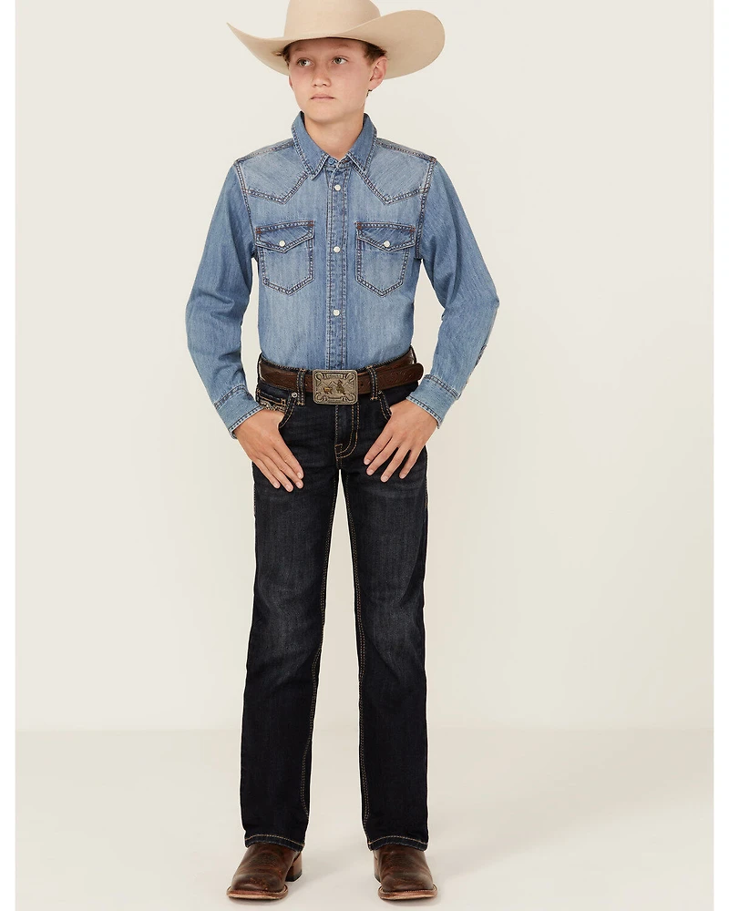 Rock & Roll Denim Boys' Dark Wash Bootcut Stretch Jeans