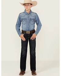 Rock & Roll Denim Boys' Dark Wash Bootcut Stretch Jeans