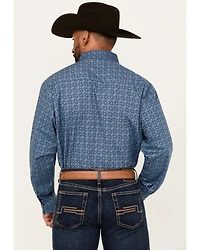 George Strait by Wrangler Men's Printed Long Sleeve Stretch Western Shirt