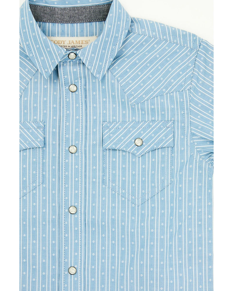 Cody James Toddler Boys' Cowboy Way Striped Print Short Sleeve Snap Western Shirt