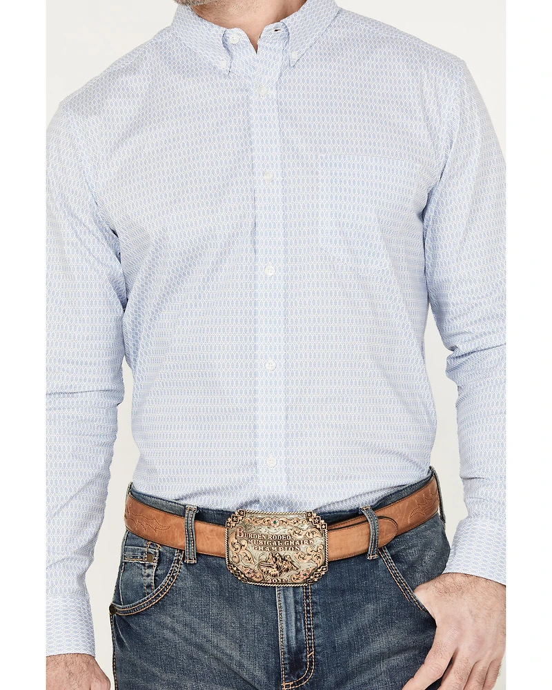 Cody James Men's Fish Net Geo Print Long Sleeve Button-Down Western Shirt