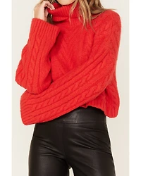 Revel Women's Cable Knit Turtleneck Sweater