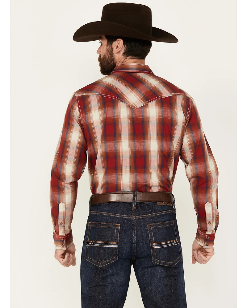 Cody James Men's Flare Plaid Print Long Sleeve Snap Western Shirt