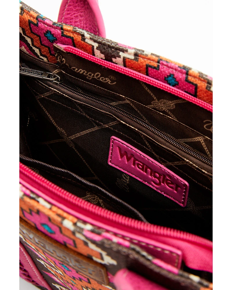 Wrangler Women's Southwestern Print Small Canvas Crossbody Bag