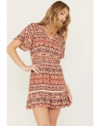Idyllwind Women's Blossom Flutter Sleeve Smocked Mini Dress