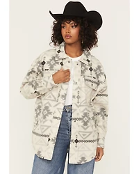 Fornia Women's Southwestern Print Fleece Snap Shacket