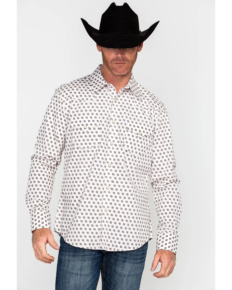 Rock & Roll Denim Men's Crinkle Washed Poplin Print Long Sleeve Western Shirt