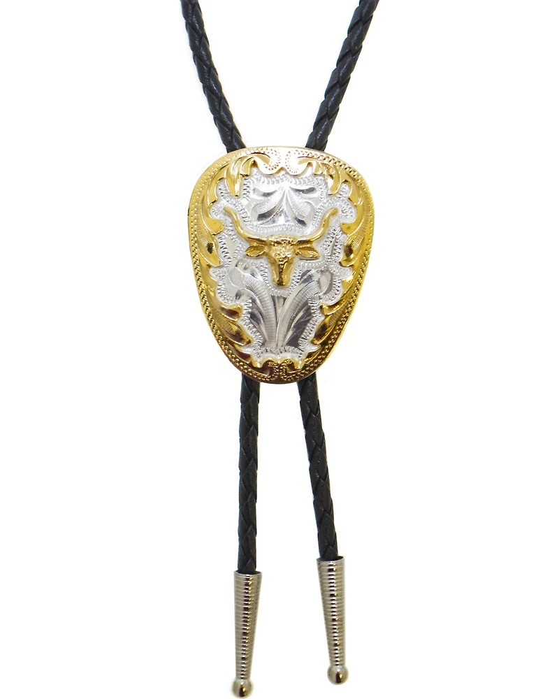 Western Express Men's German Silver Longhorn Bolo Tie