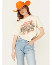 American Highway Women's Desert Road Trip Hanky Hem Short Sleeve Graphic Tee