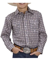 Roper Boys' Saltillo Medallion Print Long Sleeve Snap Western Shirt