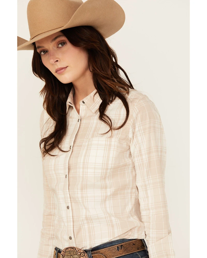 Shyanne Women's Plaid Print Long Sleeve Concho Snap Stretch Western Shirt