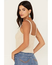 Cleo + Wolf Women's Cropped Cable Knit Sweater Cami Top